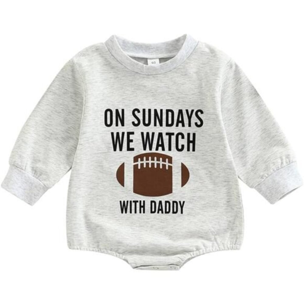 Unisex Baby Boy Girl Football Season Romper Sweatshirt Long Sleeve‎ Letter Print